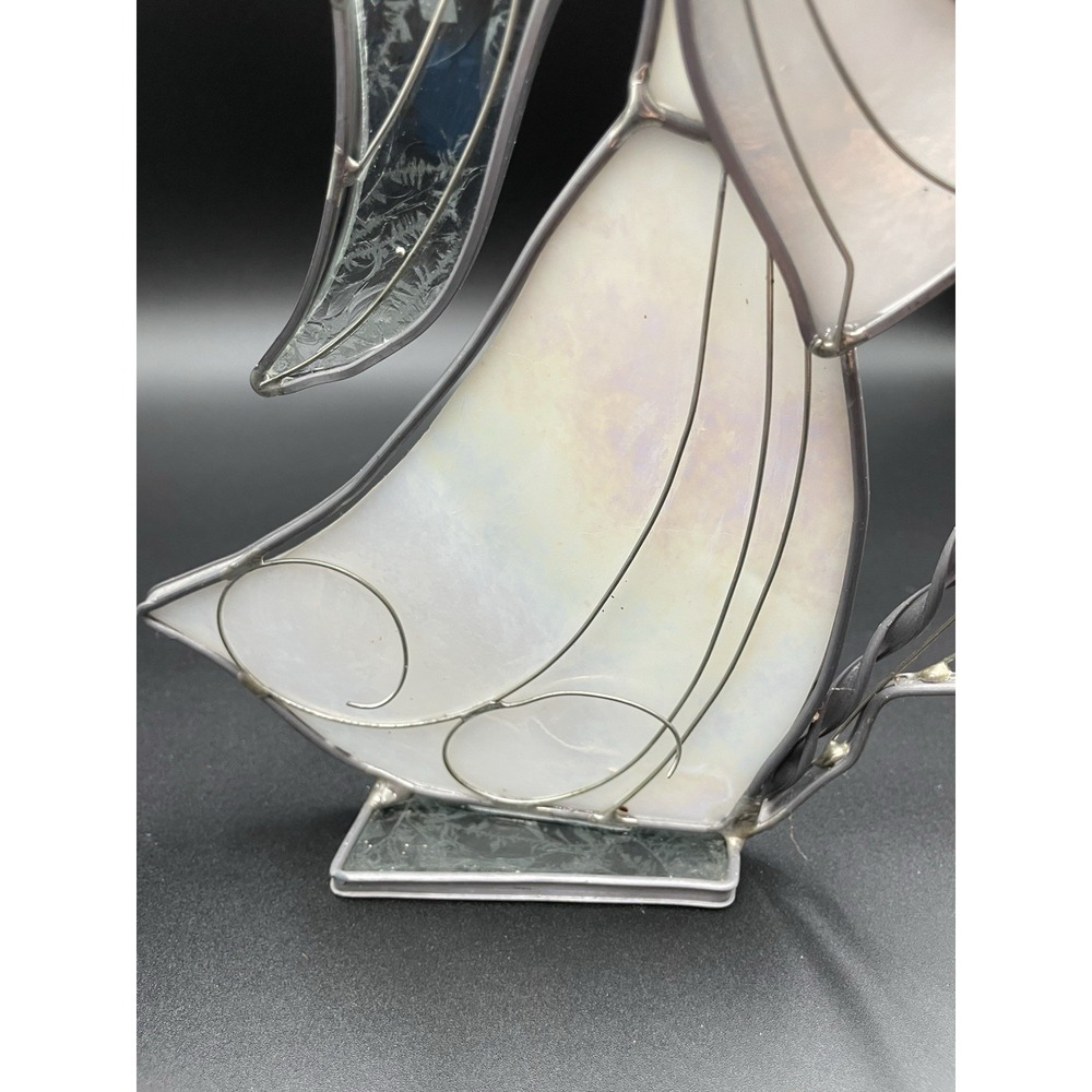 Vintage Stained Glass Angels With Instruments Set Of Two - Picture 5 of 14